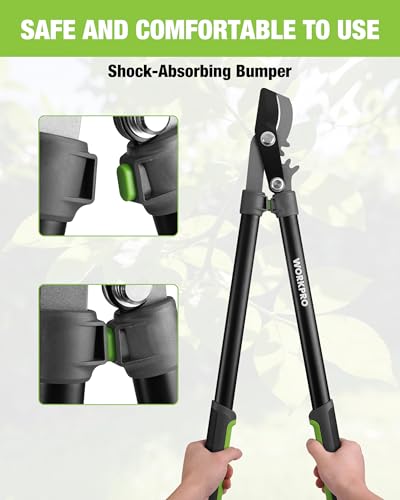 WORKPRO Bypass Lopper for Gardening, 28" Branch Cutter with Gear System | Heavy Duty Pruning Shear, SK5 Blade, 1.5" Cutting Capacity, Shock Absorbing Bumper, Comfort Handle, for Tree Trimming - size: 1PC - 28" Lopper