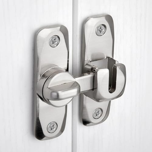 2 Packs Silver Barn Door Latches,90/180 Degree Gate Lock_B | Zinc Alloy Right Angle Door Lock Latch,Flip Gate Latches,Sliding Door Latch Lock,for Cabinets,Fence Gates,Pet Cage - color: Silver