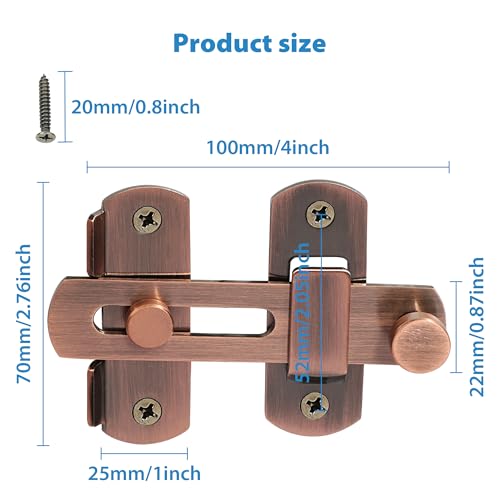 Alise 4 Inch Red Bronze SUS304 Stainless Steel Gate Latches for Barn Door | Heavy Duty Gate Hardware ,Security Flip Latch,Anti-theft Latch,Safety Door Lock for Barn Wood Fence Sliding French Doors - color: Red Bronze, size: 4 Inch