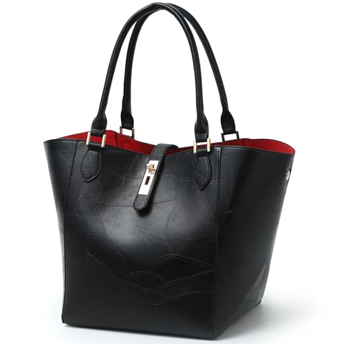 sqlp Large Work Tote Bag for Women Big Bucket Purses Designer Handbags - color: Black Patterned