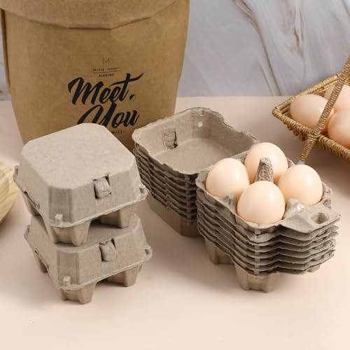 Garneck 10Pcs Egg Carton 1/3 Dozen Bulk Set: Egg Box 4 Count Reusable Stackable Tray for Kitchen Refrigerator Farm Market Storage Organize