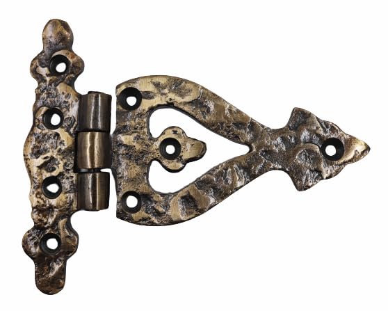 The Metal Magician Antique Brass T-Strap Hinges, Pack of 4 Heavy Duty Barn Door Hinges (5" x 4.5") for Wooden Fences Heavy Duty, Decorative, Farm Gate Hinge (Antique Brass) - color: 5inch T Hinge Antique Brass