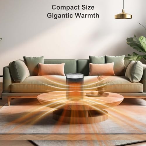 Space Heater, WINHL Portable Electric Heaters for Indoor Use,70°Oscillation | Thermostat, Remote Control, 12H Timer, 5 Modes, Small Quiet 1500W PTC Ceramic Fast Safety Heat for Office, Bedroom, Home