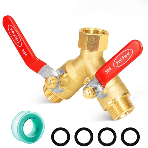 SIGURANTA 2 Way Hose Splitter Heavy Duty Brass Y Valve Garden Faucet 1 Pack | Full Flow High Pressure Diverter, 3/4 GHT Thread, Rust Resistant for Lawn Irrigation, Car Wash & Outdoor Garden Use - color: 2-Way Full Flow 1PCS