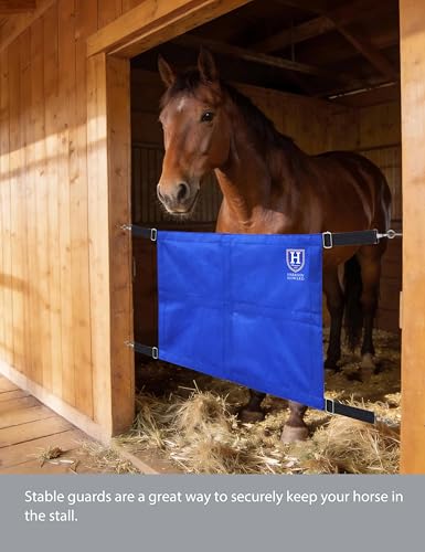 Harrison Howard Stall Guard for Horse Barn with Adjustable Straps and Sturdy Spring Hooks Included Horse Stall Guard, Blue - color: Blue