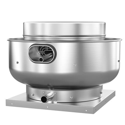 Restaurant Canopy Hood Grease Rated Exhaust Fan- Food Truck High-Speed Direct Drive Centrifugal Upblast Exhaust Fan 0.5HP 110 Volt Single Phase Motor 1900-2600 CFM - size: RDU08