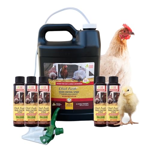 Chick Fresh Odor Eliminator for Backyard Chickens. Makes 1 Gallon of Solution Eliminates Coop, Brooder Odor, Etc. Concentrate w/ 128 oz Empty Sprayer (5 gallons) - size: 5 gallons