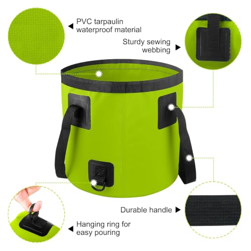 5 Gallon Collapsible Bucket with Handle Car Wash Bucket Cleaning Supplies | Foldable Water Storage Container for Camping Fishing Gardening, Portable Laundry Wash Basin for RV Swamp Emergency Prep Green - color: Lemon Green, size: 20L