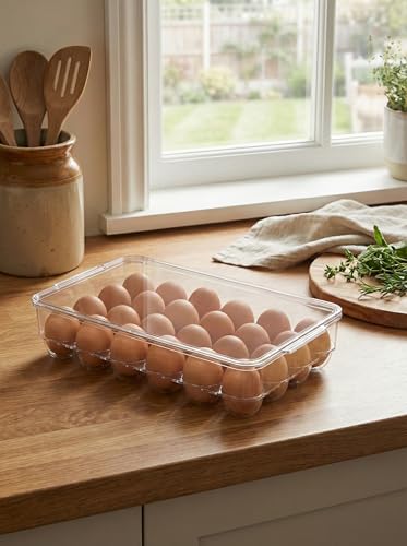 Clear Egg Holder for Refrigerator - Stackable Plastic Egg Tray with Lid, Large Capacity Egg Storage Bin, Durable Fridge Organizer for Kitchen & Countertop - Holds 24 Eggs - size: 24 Eggs