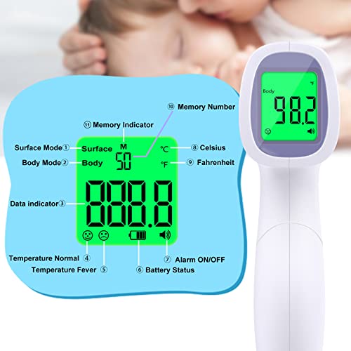 Digital Thermometer for Adults and Kids, No Touch Forehead Thermometer for Baby, 2 in 1 Body Surface Mode Infrared Thermometer with Fever Alarm and Instant Accuracy Readings - color: Purple