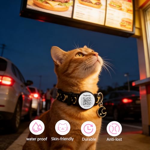 2 Pack Stars and Moon, Solid & Safe Safety Plaid Kitten Collars with QR ID Tag for Girl Boy for Cats, Pet Collar, Breakaway Cat Collar,Silent, Lightweight,Durable QR Code Pet ID Tags (Black&Blue) - color: Star & Moons - Black & Blue