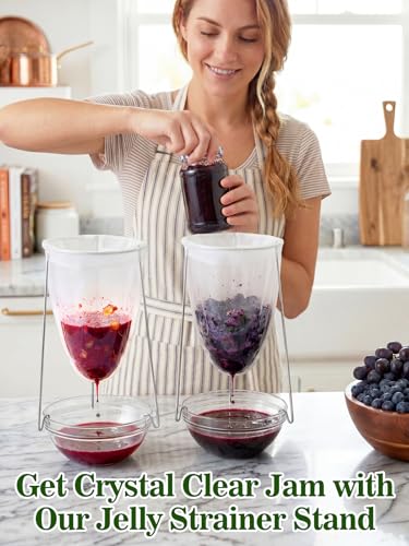 2 Sets Stable Jelly Strainer Stand with 3 Strainer Bags | Reusable Mesh Filter Bags & Stainless Steel Sieve Stand Kit for Straining Nut Milk, Cheese, Juice, Greek Yogurt