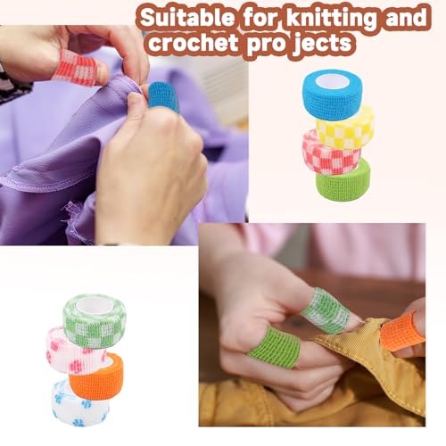 LUOHECAM 8 Pack Thimble Tape for Hand Sewing Self Adhering Bandage Wrap Nail Finger Protectors for Sewing No Residue Breathable Knitting Craft DIY Sewing Tools Dog Bandage Wrap - color: Blue
