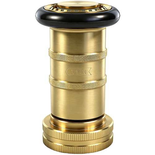 1-1/2" NH/NST Brass Fire Hose Nozzle | Heavy Duty Adjustable Spray Jet Fog Nozzle, Constant Flow Industrial Firefighter Nozzle, 85 GPM, 100 PSI - size: 1-1/2"NH/NST