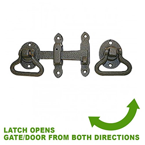 Renovators Supply Manufacturing Wrought Iron Ring Pull Gate Latch Black 6.4 in Barn Door Garage Fence Gate Lock - color: 6.5-inch Antique, size: Pack of 1