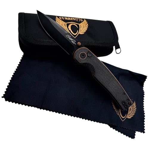 Ruck & River Savannah Folding Knife, Bohler K110 Steel, Button Lock EDC | Canvas Micarta Handle, Ambidextrous Pocket Clip, Camping Knife for Men, 3.25in Blade, Ball Bearing Pivot, Carry Case