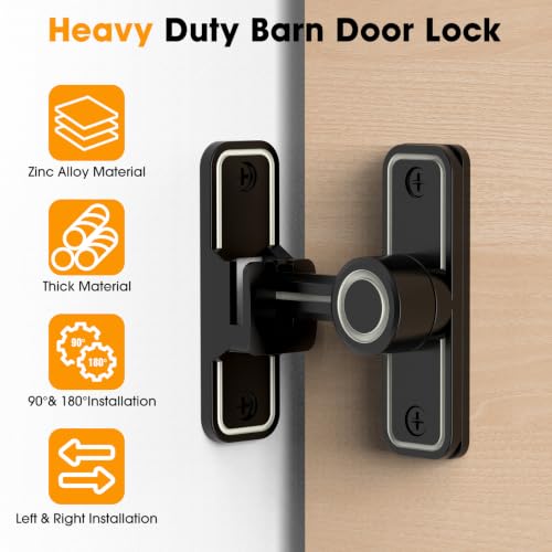 Sliding Barn Door Lock, 90 Degree Locks, 4 Pack-Luminous Black | Flip Gate Latches for Garden, Bathroom, Outdoor, Garage, Window, Barn Doors - color: 4 Pack Luminous Black