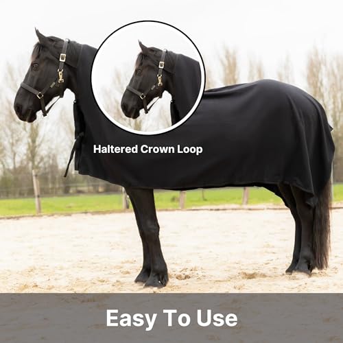 RESISTANCE Long Lasting & Warm Soft Fleece Square Cooler for Horse (90"x80", Black) - color: Black