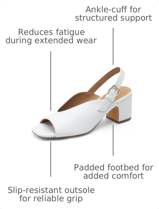 Women's Block Heel Sandals, 2.5 Inch Square Peep Toe V-Cut Slingback Dress Heels for Wedding Party Work Daily - color: White, size: 11