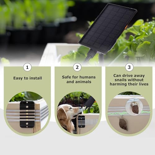 Slug Fence, Electric SnailStop Fence for Keep Snails Away from Raised Beds, Battery Power with Solar Panel, Animal and Environmentally Friendly