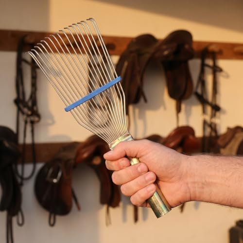HEMOTON 2pcs Horse Deshedding Brush Ergonomic Grooming Tool with Wire Bristles Curved Rake for Comfortable Shedding Removal From Equine Cattle Coats | Steel Wire Build, Ergonomic Handle, Easy to Clean with Water, 2 Pack Set