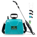 2 Gallon Battery Powered Sprayer, Electric Pump Sprayer in Lawn and Garden | USB Rechargeable Handle, 3 Mist Nozzles, Retractable Wand, Yard Sprayers with Adjustable Shoulder Strap for Yard, Garden - color: Blue-green, size: 2 Gallon