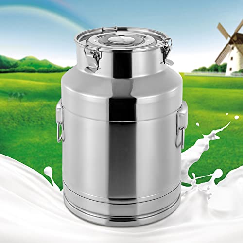 28L/7.39Gal Stainless Steel Milk Can 304 Stainless Steel Milk Jug Sealed Bucket Wine Pail Bucket Milk Can Liquid Storage Container w/Sealed Lid for Milk Wine Water Liquid - size: 28L|without faucet|304|Thickened version