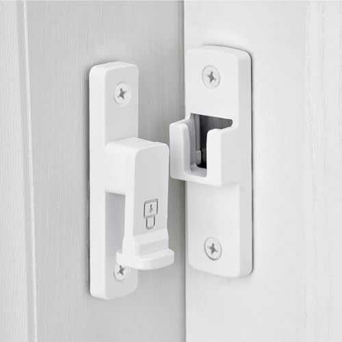 White 90 Degree Zinc Alloy Barn Door Latch, Flip Gate Lock | Sliding Door Latch,Right Angle Door Lock,for bedroom,garage,balcony,barn,bathroom,drawer,window,cabinet,pet enclosures - color: White_90 Degree