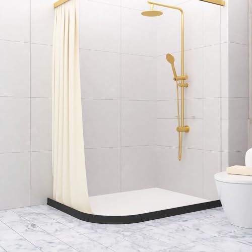 Raycity 3"H Shower Threshold Water Dam, Shower Water Guard, 59 Inch, Black | Silicone Rubber Water Stopper for Walk in Shower, Water Barrier, Prevent Leaks, Suitable for Bathroom, Kitchen - color: Black, style: 59 inch