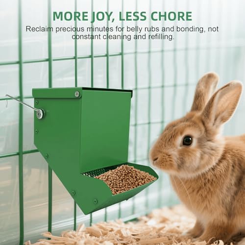 3 Packs Hay Feeder Rabbit, Metal Small Animal Feeder with Lid & Mesh Bottom, 4.7 Inch 2 LBS Capacity, Gravity Food Dispenser for Guinea Pigs Chinchillas, Cage or Outdoor Use, Green - size: 4.7 Inch (3Pcs)