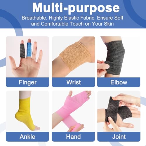 24 Rolls Self Adhesive Bandage Wrap, 4 Inch x 5 Yards Black Athletic Tape Grip Tape, Flexible Non Woven Cohesive Bandage Wrap - color: Black, size: 4 Inch