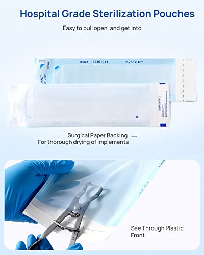 JMU Self Seal Sterilization Pouches 4.25" x 12", Sterilization Bags 200/Box - size: 4.25" x 12"