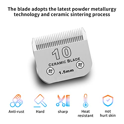 10# Dog Grooming Ceramic Blades,Compatible with Andis,Oster A5,Wahl KM10 | Size 10# Detachable Ceramic Blade 1/16-Inch 1.5MM Cut Length,3 Pack - size: 3pc 10:1/16''(1.5mm)