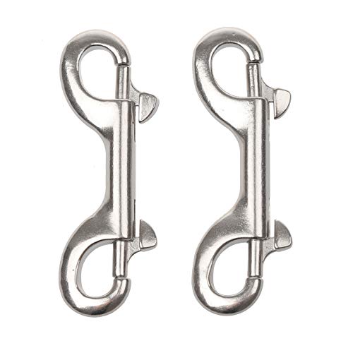 Double Ended Bolt Snap Hooks, 3-1/2 Inch Marine Grade Double End Scuba Diving Clips, 316 Stainless Steel Trigger Chain Clip, for Water Bucket Pet Feed Bucket Agricultural Equine Dog Leash, 2Packs