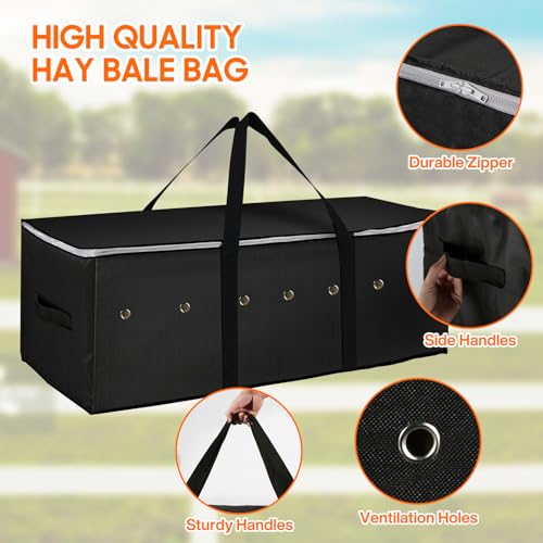2 Pack 600D Heavy Duty Oxford Horse Hay Storage Bags | 44×20×16 Inches Extra Large Hay Storage Bags for Horses, Cattle, Goats & Sheep /Black - size: 2 Pcs