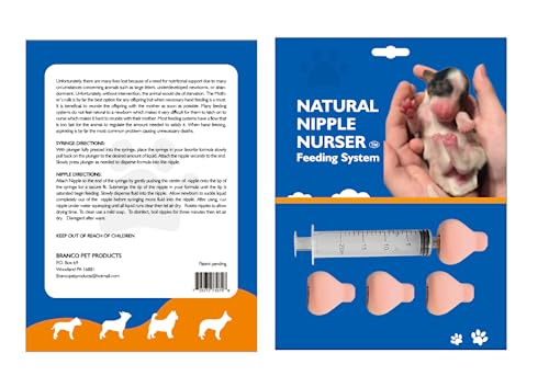 The Natural Nipple Nurser, Six Pack Pet Feeding Nipple with Syringe,Puppy Bottles for Nursing, Newborn Puppy Nursing Nipple, Puppy Feeder, Nursing Nipples for Small Animals, Whelping Supplies (Small) - size: Small