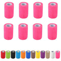 8 Pack Self Adhesive Bandage Wrap, 3 in x 5 Yards Vet Wrap Tape, Pink | Non-Woven Self Adherent Cohesive Bandage for Thumb, Finger, Wrist, Knee, Ankle - color: Pink
