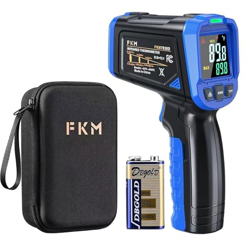 FKM Infrared Thermometer Gun -58°F~1112°F,Non Contact Laser Thermometer Gun | Adjustable Emissivity,Digital IR Temperature Gun for Kitchen Cooking,Griddle,Pizza Oven,HVAC,Engine,Industrial,Not for Human - color: Blue
