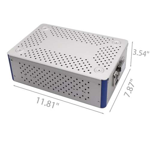 Autoclavable Aluminum Sterilization Tray, Silicone Mat for Ultrasonic Cleaning & Dental Tools 11.8"×7.9"×3.5"