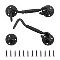 4 Inch Hook and Eye Latch, Barn Door and Gate Latch, Black, 2 Pack | Simple Hook Closure Adds Privacy to Sliding Doors, Cabinets, Windows and Bedrooms, Steel Hardware Includes Mounting Screws - size: 2 Pack