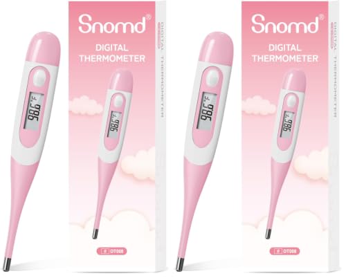 Clinical Digital Thermometer for Adults and Babies, Oral Armpit and Rectal Temperature Thermometer for Fever with Alarm, Flexible Tip (Pack of 2) - size: DT008 (Pack of 2)
