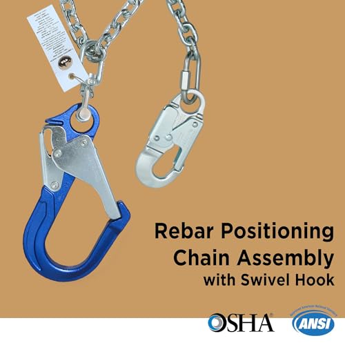 AFP Rebar Positioning Chain Assembly with Swivel Hook (Aluminum) - color: Aluminum