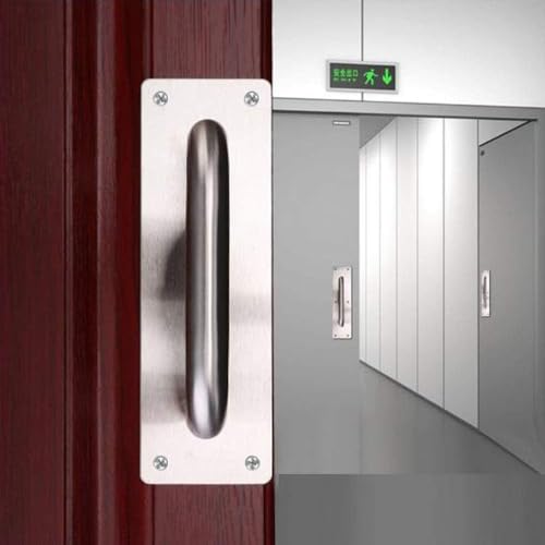 WANLIAN 2Pcs Pull Push Door Plate Handle 8inch Stainless Steel Heavy Duty Barn Door Pull for Shed Commercial Fire Gate with Mounting Screws (Silver, 200x65mm/7.9x2.6inch) | Heavy Duty Barn Door Pull for Shed Commercial Fire Gate with Mounting Screws (200x