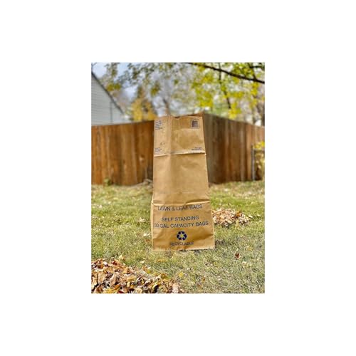 30 Gallon Lawn & Leaf 2-Ply Heavy-Duty Yard Waste Compost Refuse Paper Bags with Necessia Gardening Gloves, Eco-Friendly, Tear Resistant, Self Standing, Biodegredable, Made in USA, 30 Count