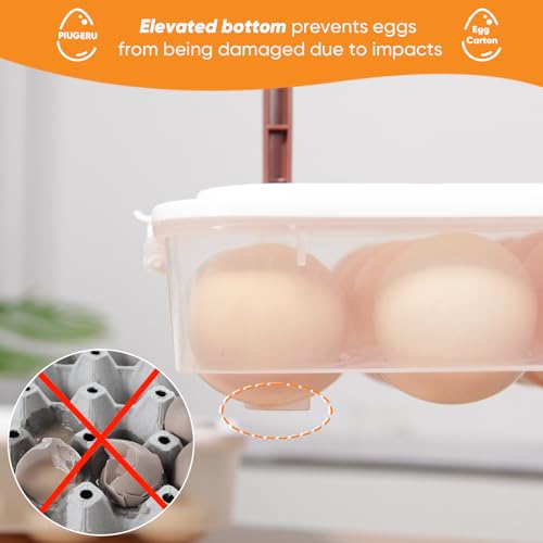 Deviled Egg Containers with Lid, (Set of 2), Plastic Tray Carrier with Handle, Holds Up to 48, Clear Storage Platter for Devil Egg, Portable Fridge Stackable Platter Holder