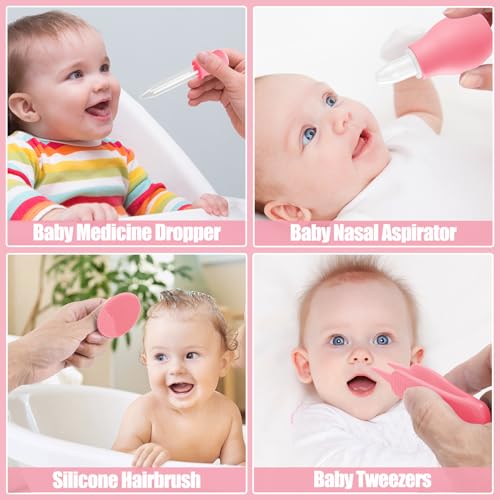 Baby Healthcare and Grooming Kit for Newborn Kids, 24PCS Upgraded Safety Baby Care Kit, Newborn Nursery Health Care Set, Baby Care Products - style: PINK-24