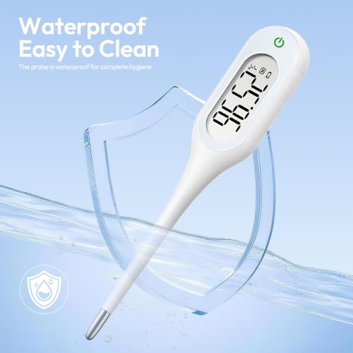 8 Second Basal Thermometer for Adults & Kids, Accurate & Safe, Pack of 9 | Fever Alarm and Memory Recall, Oral, Ovulation or Underarm Use - size: 9 Pack