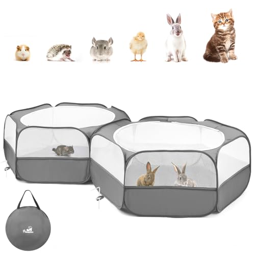 Pawaboo Small Animals Playpen, Large Chick Brooder with Zipper Splicing | Portable Chicken Coop Run, Pop Up Pet Enclosure Cat Tent for Guinea Pig Bunny Puppy Indoor Outdoor - color: T-Classic Gray