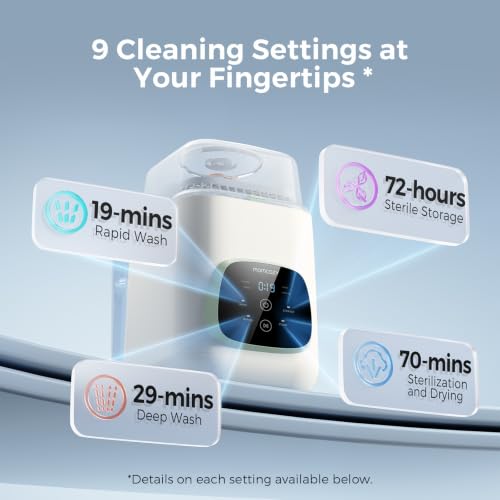 Momcozy KleanPal Pro All-in-One Bottle Washer, Sterilizer & Dryer - Matte | New Matte White Design, 26 Powerful Spray Jets, 9 Cleaning Modes, 72 Hours Storage, built for new parents' everyday feeding - color: Matte White