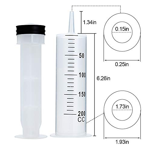 AKRAF 3 Pack 200ml Syringe for Scientific Labs, Refilling, Measuring - style: 200ml